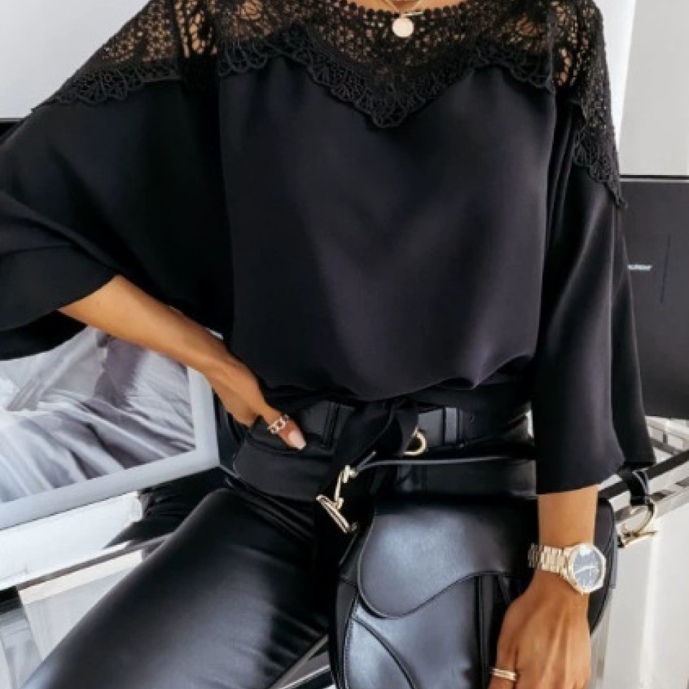 Women Formal Wear White Shirt - Classic Long Sleeve Lace Blouse Women