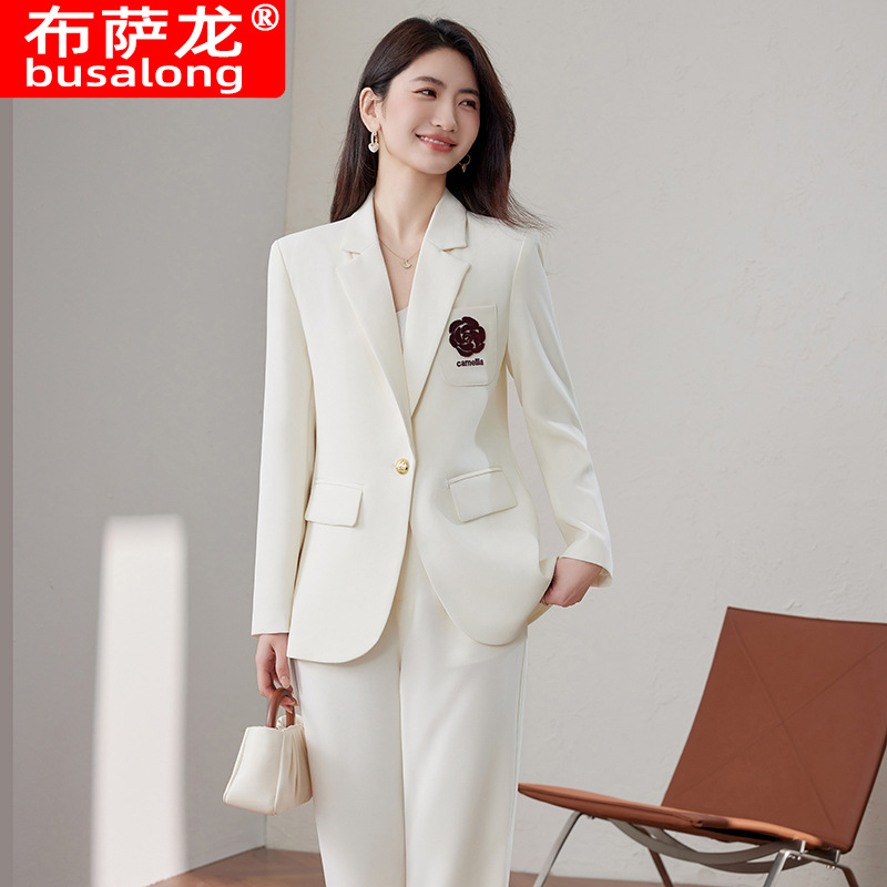 Women Formal Wear White Shirt - Off-white women's blazer with a high-end,
