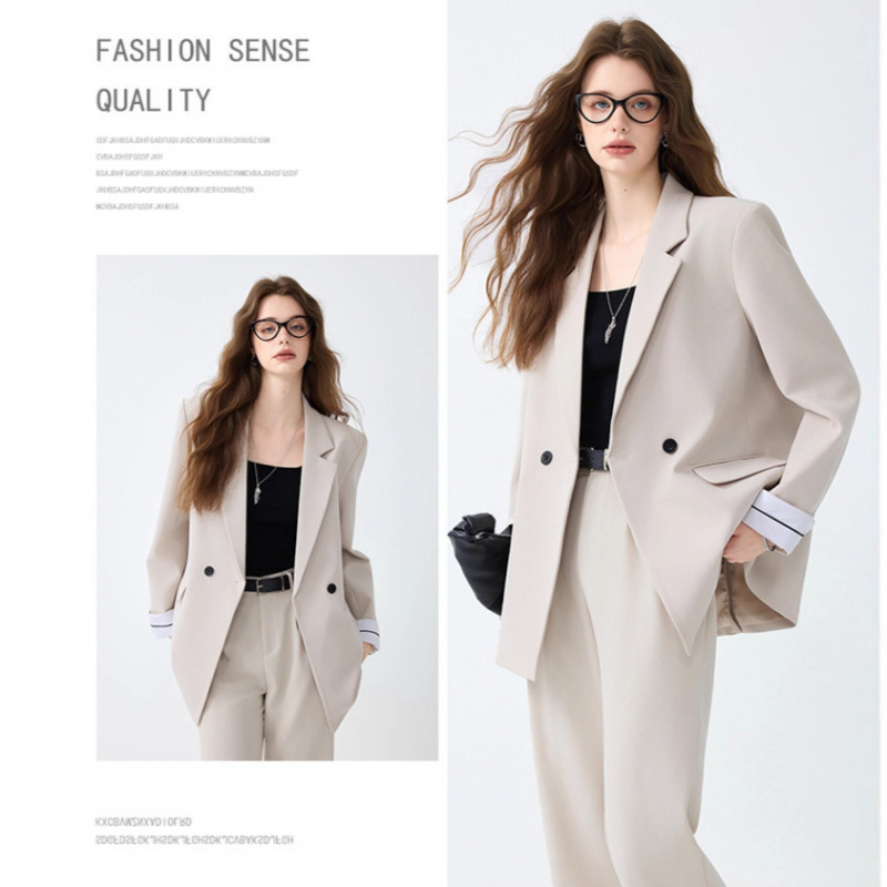 Women Formal Wear White Shirt - Off-white women's suit for spring and