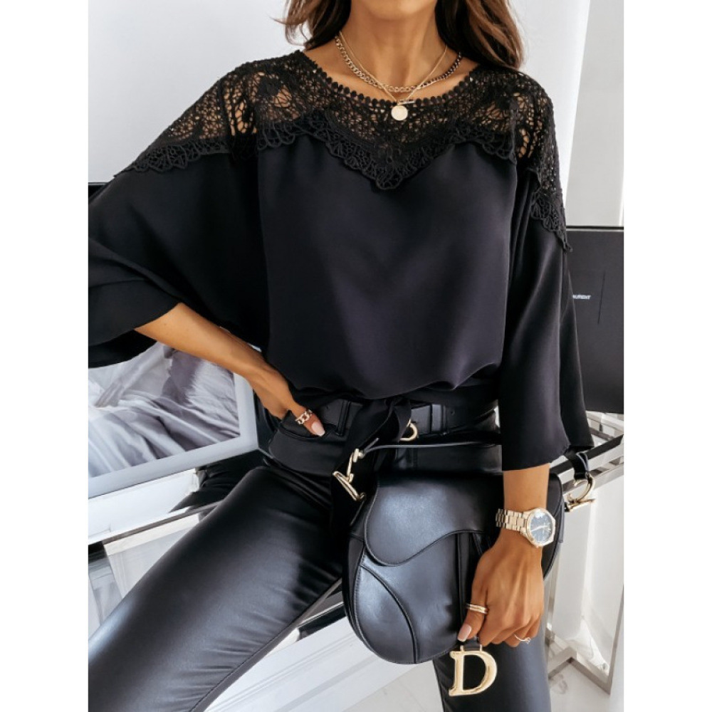 Classic Long Sleeve Lace Blous - Women Formal Wear White Shirt ulasan dan harga