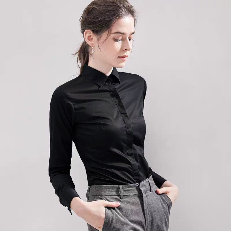 Summer Black Shirt Short-sleev - Women Formal Wear White Shirt ulasan dan harga