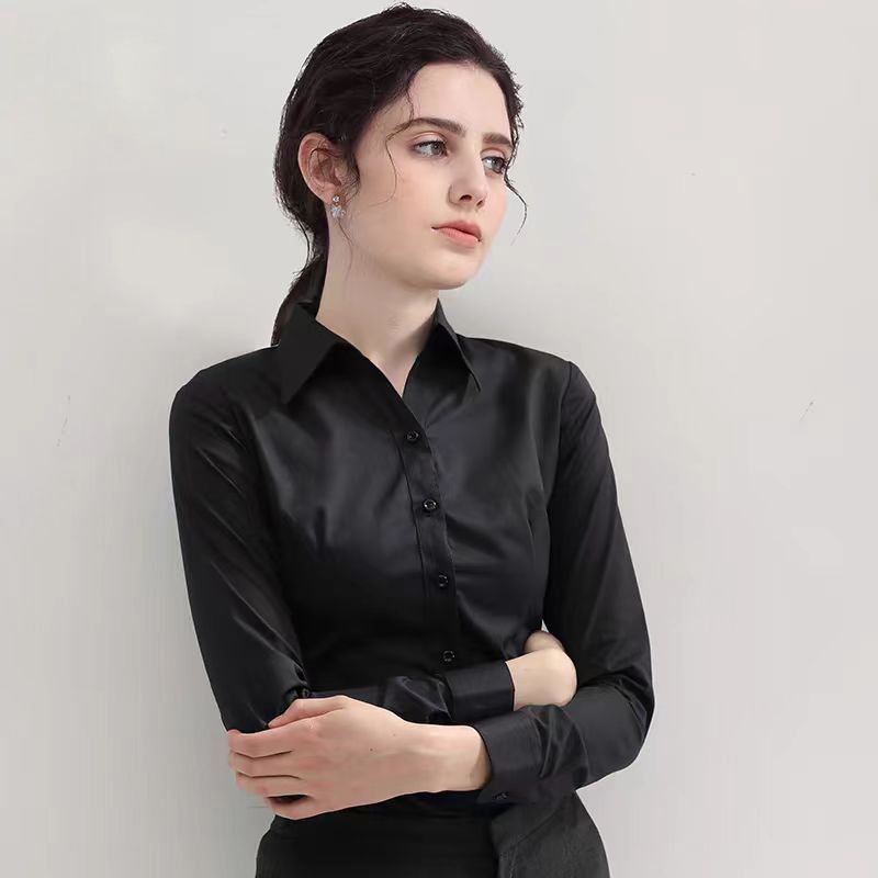 Summer Black Shirt Short-sleev - Women Formal Wear White Shirt ulasan dan harga