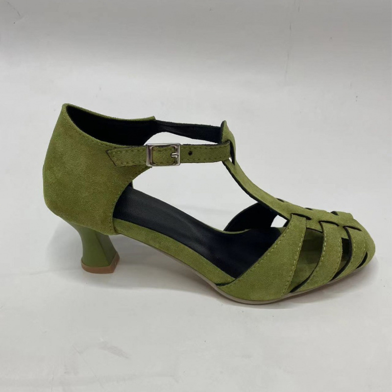Women's Green Suede Kitten Hee - Women Formal Wear For Office ulasan dan harga
