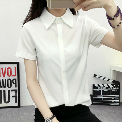 White Loose Short Sleeve Shirt - Women Formal Wear White Shirt ulasan dan harga