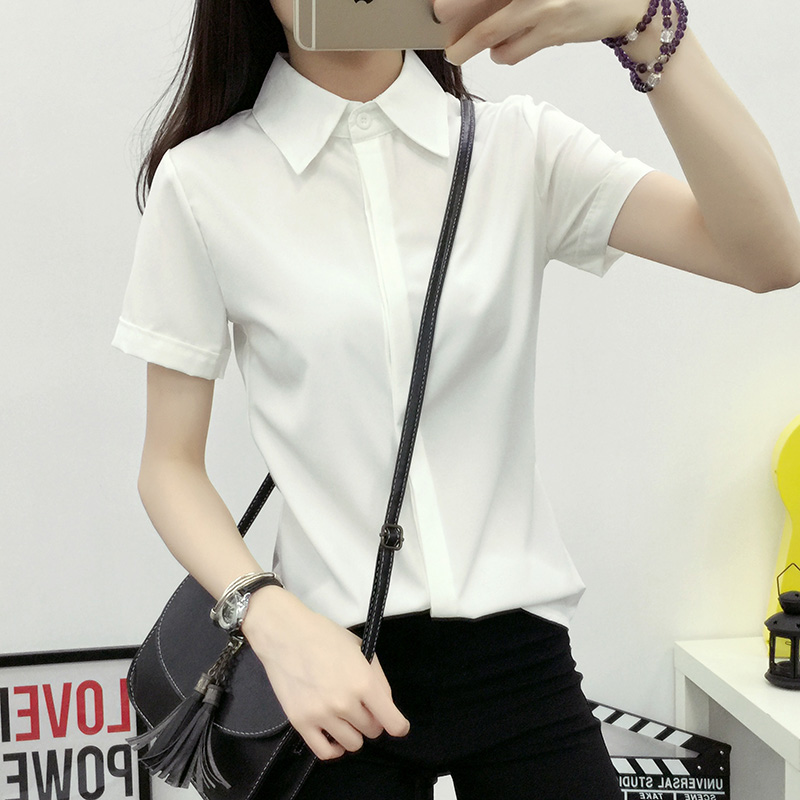 White Loose Short Sleeve Shirt - Women Formal Wear White Shirt ulasan dan harga