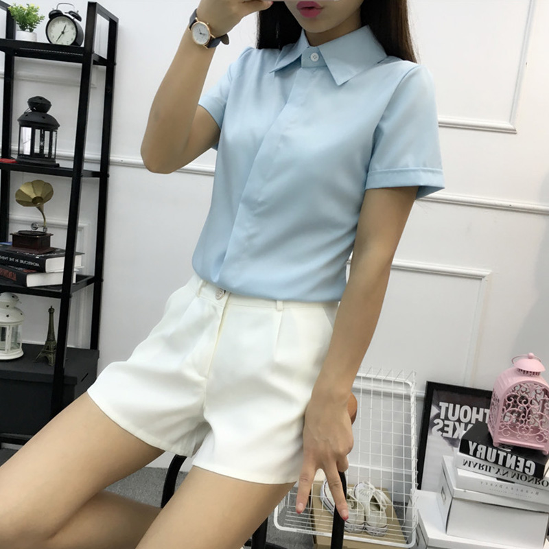 White Loose Short Sleeve Shirt - Women Formal Wear White Shirt ulasan dan harga