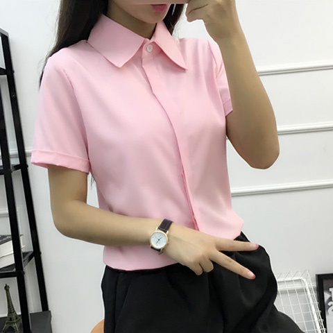 White Loose Short Sleeve Shirt - Women Formal Wear White Shirt ulasan dan harga