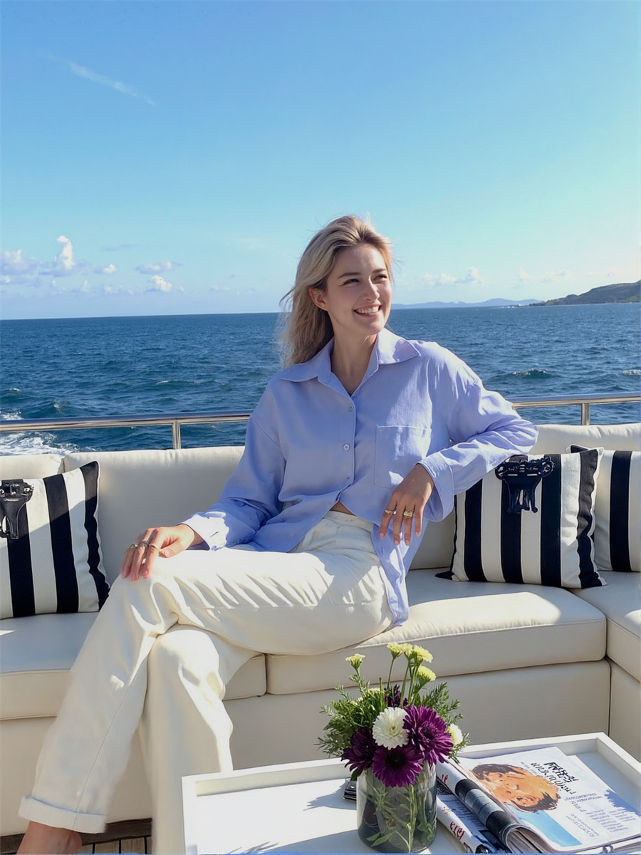 Women Summer Clothes White Blu - Women Formal Wear White Shirt ulasan dan harga