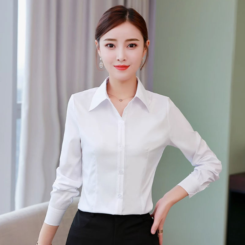 White Slim Fit Formal Office L - Women Formal Wear White Shirt ulasan dan harga