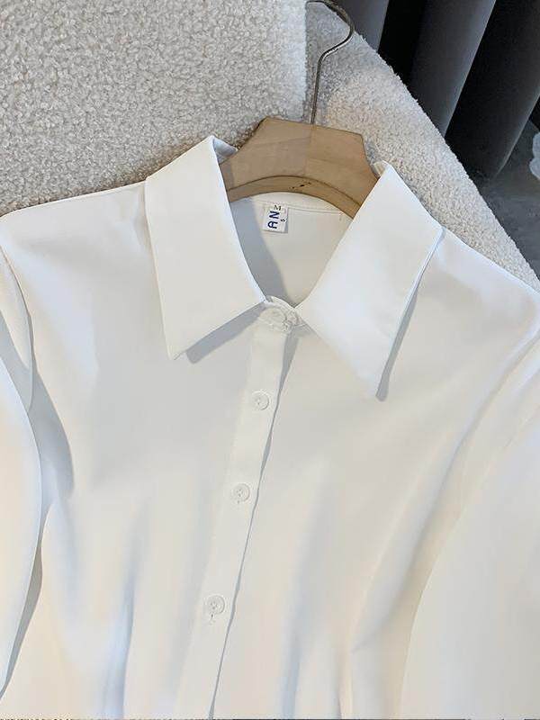 White Loose Long Sleeve Shirt  - Women Formal Wear White Shirt ulasan dan harga