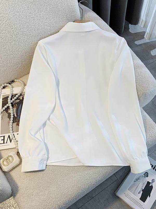 White Loose Long Sleeve Shirt  - Women Formal Wear White Shirt ulasan dan harga